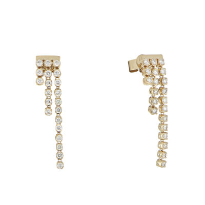 Aretes de Oro Amarillo con Diamantes - Imagen 2